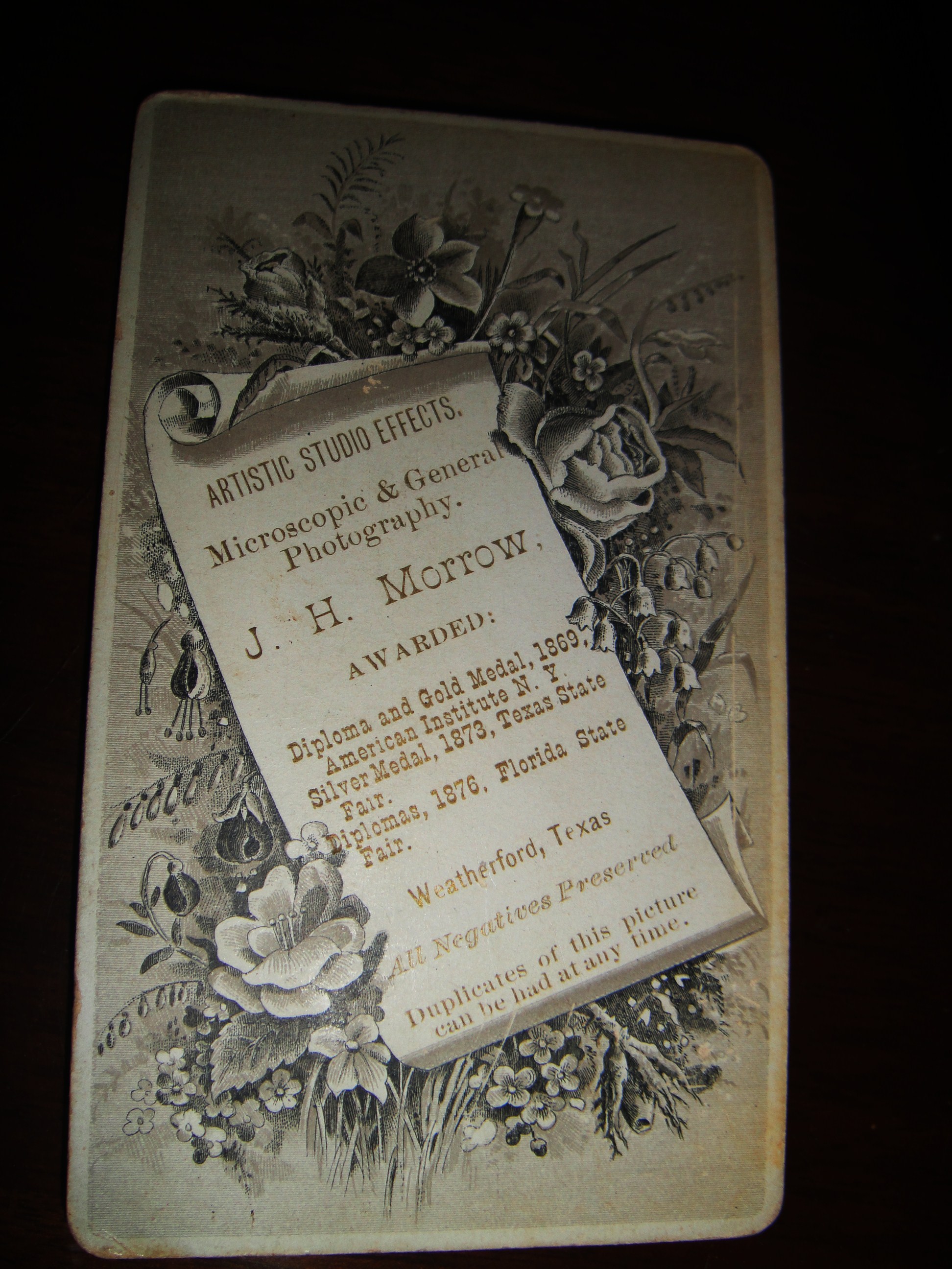 weatherford cabinet card 1800s J H Morrow Photographer! 001